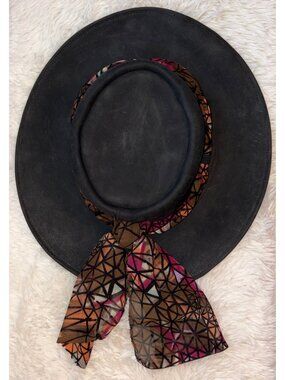 Women Brushed  Black Jacaru Leather Australian Outback Hat Made in Australia M